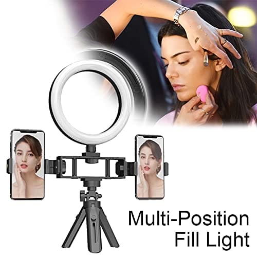 Multi-Position Ring Light with Dual Phone Clips — Vlogging Kit