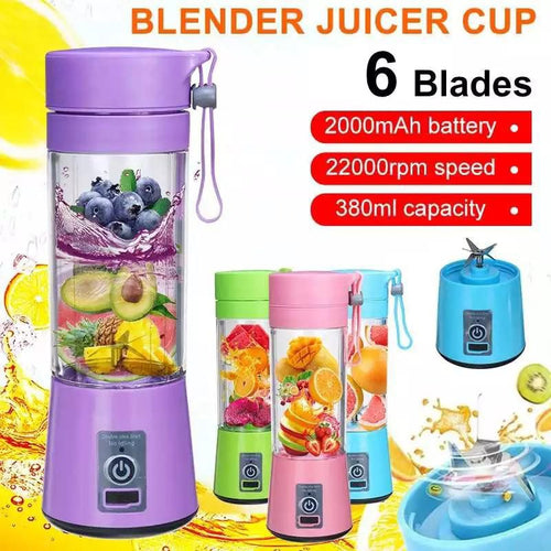 Portable Mini Blender & Juicer — 6-Blade USB Rechargeable