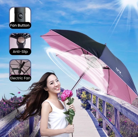 Sun Umbrella With Fan USB Rechargeable