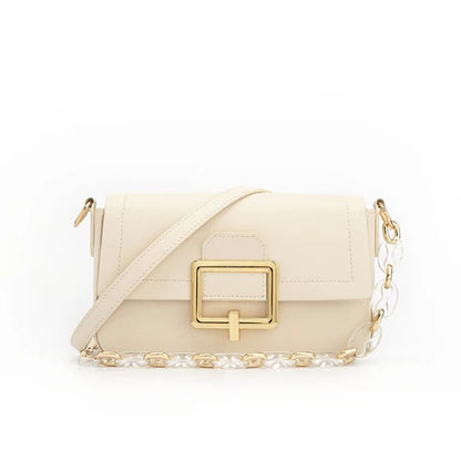 French Minority Textured Shoulder Cowhide Crossbody Bag